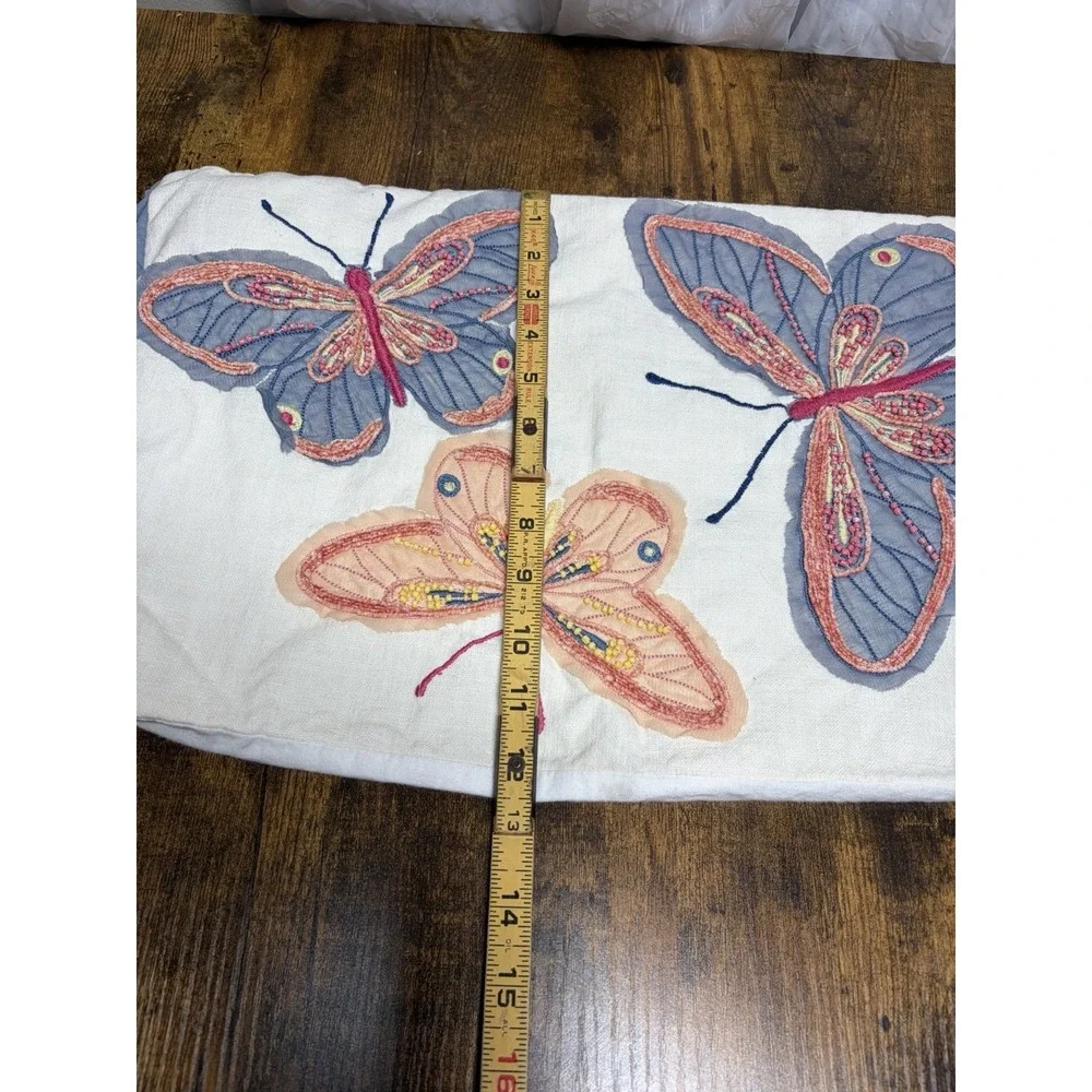 Pier 1 Embroidered Beaded Butterfly Pillow Cover Boho Decor Boho Fairy Whimsical